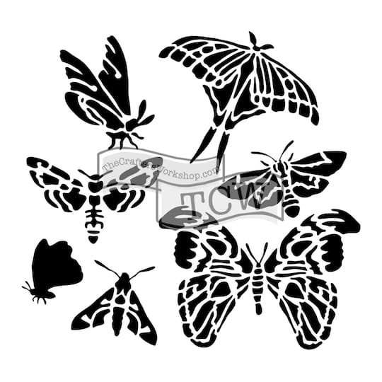The Crafter&#x27;s Workshop Graceful Moths Stencil, 6&#x27;&#x27; x 6&#x27;&#x27;